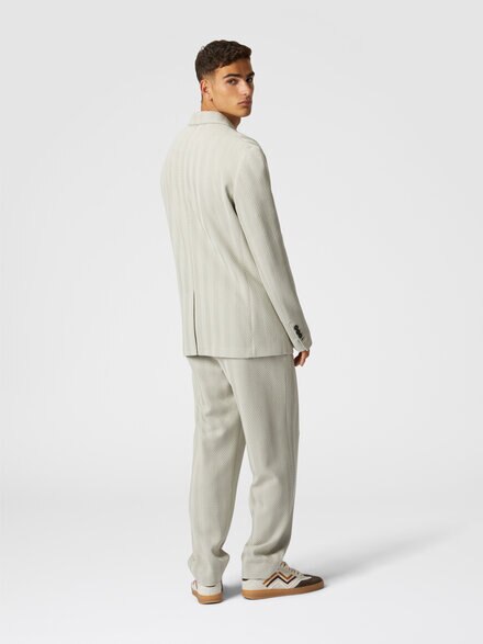Zigzag cotton and viscose blazer, Silver - UC24WF01BR00JC44501