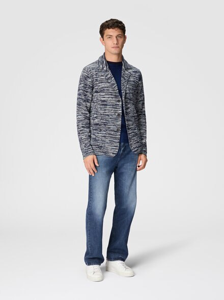 Deconstructed m&eacute;lange cashmere blazer, Blue - UC24WF02BK016WF7060