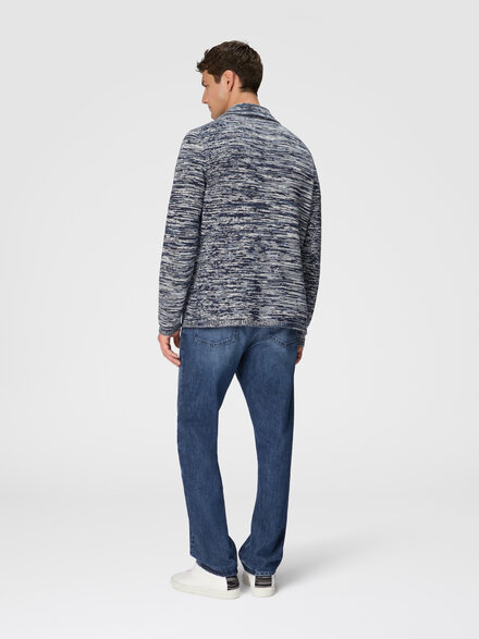 Deconstructed m&eacute;lange cashmere blazer, Blue - UC24WF02BK016WF7060