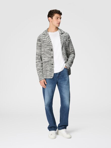 Deconstructed m&eacute;lange cashmere blazer, Grey - UC24WF02BK016WF9035