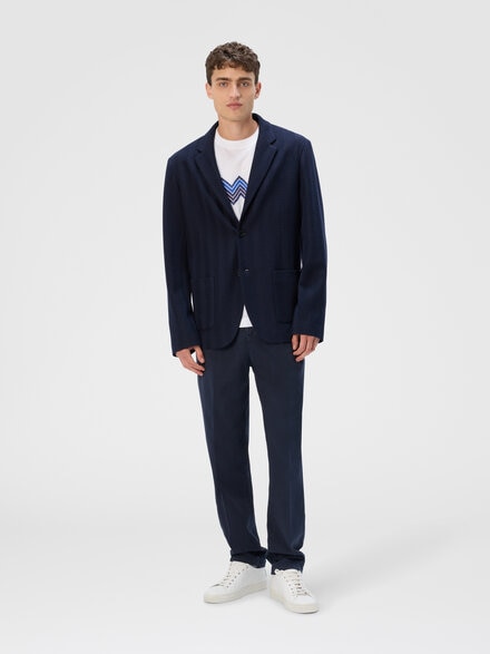 Single-breasted jacket with zigzag pattern, Blue - UC25WF00BR00JC93810