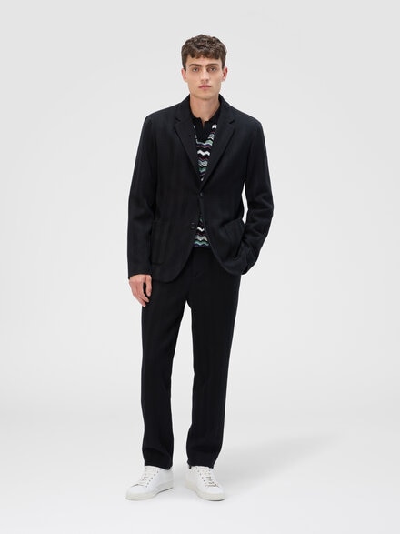 Single-breasted jacket with zigzag pattern, Black - UC25WF00BR00JC93911