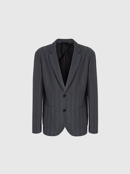 Single-Breasted Jacket with Zigzag Pattern, Grey - UC25WF00BR00JCS91Q1