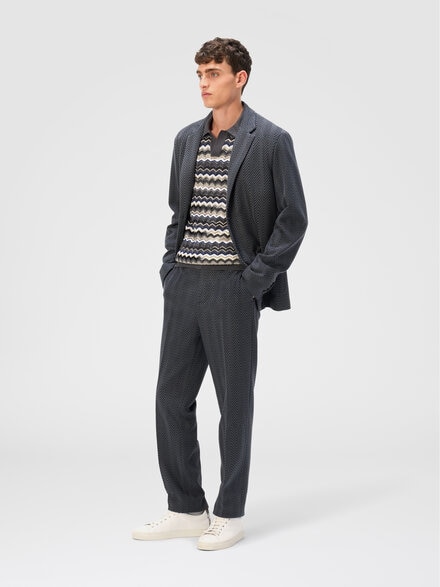Single-breasted jacket with zigzag pattern, Grey - UC25WF00BR00JCS91Q1