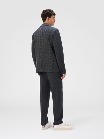 Single-breasted jacket with zigzag pattern, Grey - UC25WF00BR00JCS91Q1
