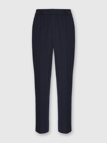 Straight Pants with Zigzag Pattern, Blue - UC25WI00BR00JC93810