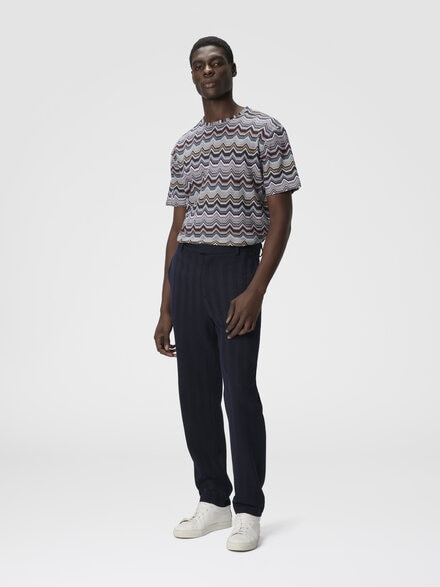 Straight pants with zigzag pattern, Blue - UC25WI00BR00JC93810
