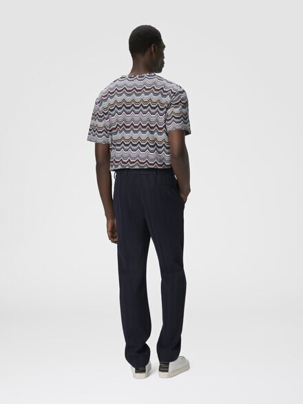 Straight pants with zigzag pattern, Blue - UC25WI00BR00JC93810