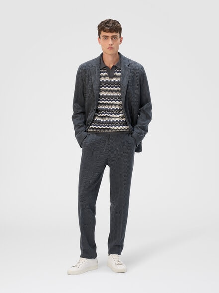 Straight pants with zigzag pattern, Grey - UC25WI00BR00JCS91Q1