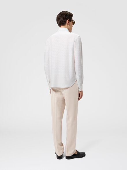 Classic trousers in cotton and viscose with tone-on-tone zigzag pattern, Beige - UC25WI00BR012240210