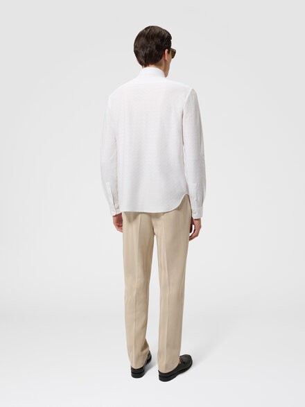 Cotton jacquard shirt with tone-on-tone zigzag pattern, White  - UC26SJ00BJ00LJS01FR