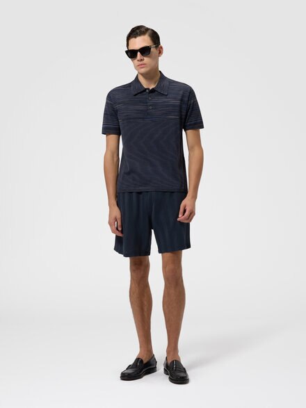 Space-dye mercerized cotton polo shirt, Blue & Grey - UC26W200BK01HUF700V
