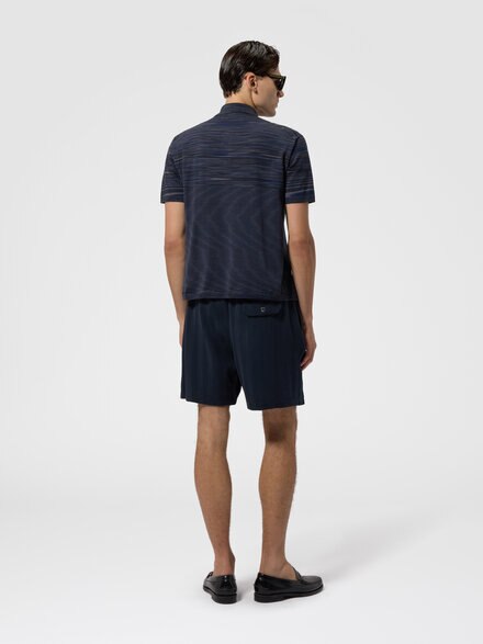 Space-dye mercerized cotton polo shirt, Blue & Grey - UC26W200BK01HUF700V