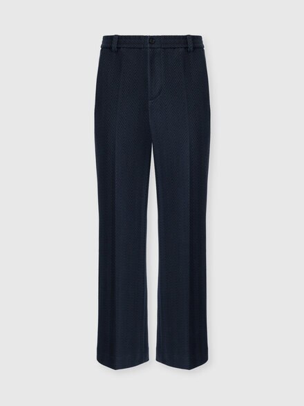 Tone-on-tone chevron cotton and viscose trousers, Blue - UC26WI00BR012294015