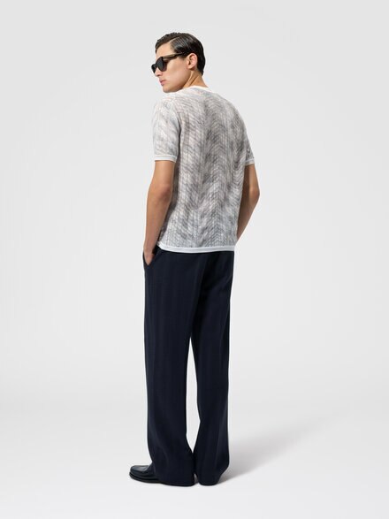 Tone-on-tone chevron cotton and viscose trousers, Blue - UC26WI00BR012294015