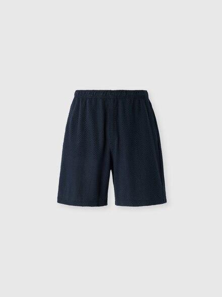 Tone-on-tone chevron cotton and viscose Bermuda shorts, Blue - UC26WI01BR014P94015
