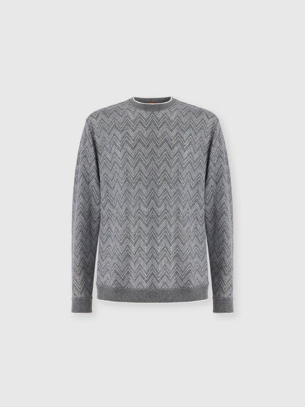 Long-sleeve cashmere zig zag sweater, Grey - UC26WN00BR014MS91RT