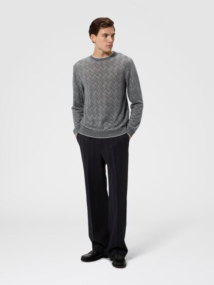 Long-sleeve cashmere zig zag sweater, Grey - UC26WN00BR014MS91RT