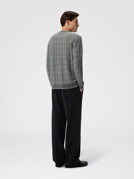 Long-sleeve cashmere zig zag sweater, Grey - UC26WN00BR014MS91RT