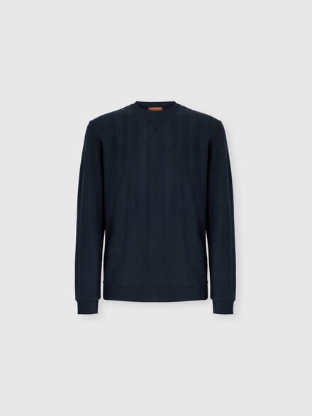 Tone-on-tone chevron cotton and viscose crewneck sweatshirt, Blue - UC26WW00BR014P94015