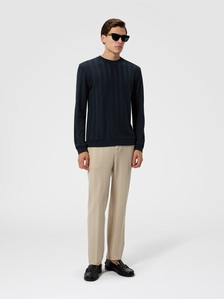 Tone-on-tone chevron cotton and viscose crewneck sweatshirt, Blue - UC26WW00BR014P94015