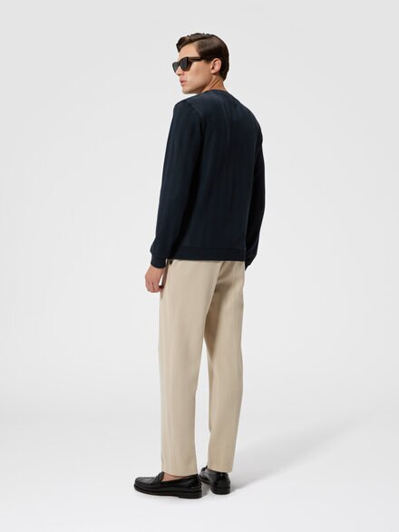 Tone-on-tone chevron cotton and viscose crewneck sweatshirt, Blue - UC26WW00BR014P94015