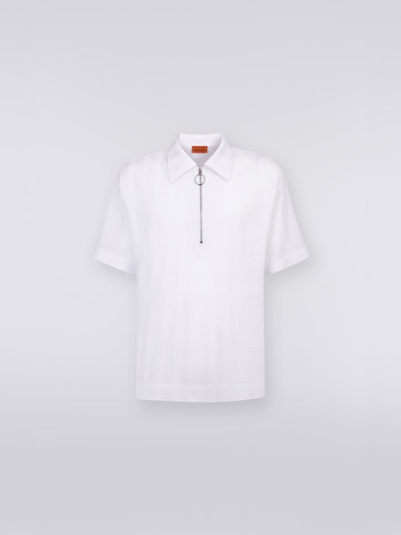 Kurzärmeliges Poloshirt aus Baumwolle und Viskose, Weiß  - US23S200BR00JC10601