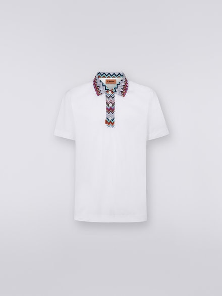 Polo in cotone con motivo chevron dégradé, Bianco  - US23S20GBJ00E4S016P
