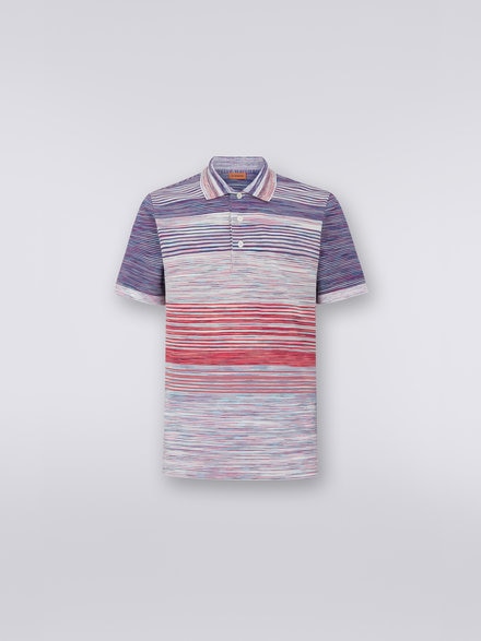 Slub cotton piqué polo shirt, Red, Purple & Light Blue - US23S20HBJ0014F402H