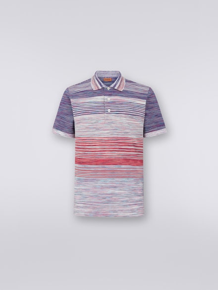 Polo en coton piqué flammé, Rouge, Violet & Bleu Clair - US23S20HBJ0014F402H