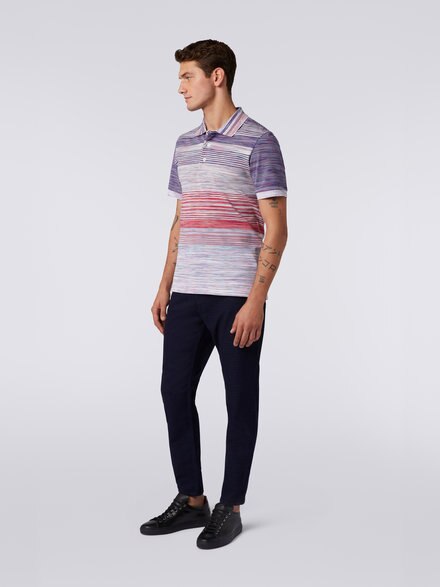 Polo en piqué de algodón flameado, Rojo, Morado & Azul Claro - US23S20HBJ0014F402H