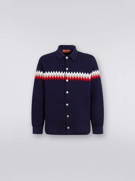 Nylon-blend overshirt with zigzag stitching and contrasting details, Multicoloured - US23SC06BK020TS729A