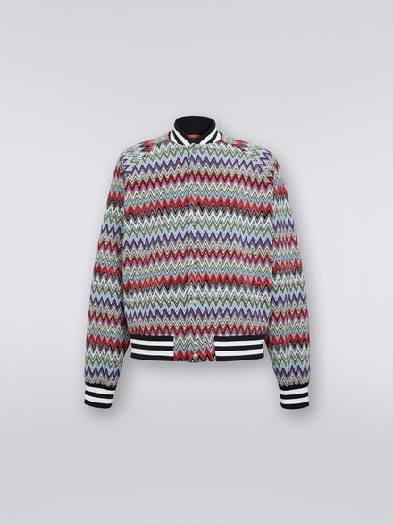 Blouson bomber en coton avec motif à chevrons multicolores, Multicolore  - US23SC0CBR00JRSM8LJ