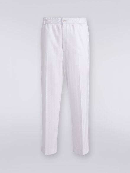 Viscose and cotton chevron trousers with ironed crease, White  - US23SI00BR00L014001