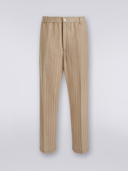 Viscose and cotton chevron trousers with ironed crease, White  - US23SI00BR00L051307