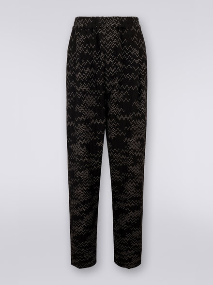 Cotton and viscose trousers, Black & White - US23SI0BBR00JDS90AJ