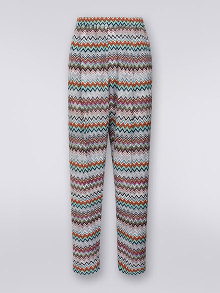 Cotton and viscose blend chevron knit trousers, Multicoloured - US23SI0BBR00KESM8LK