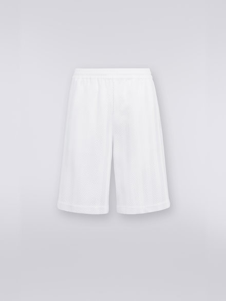 Cotton and viscose blend Bermuda shorts with zigzag working, White  - US23SI0CBR00JC10601