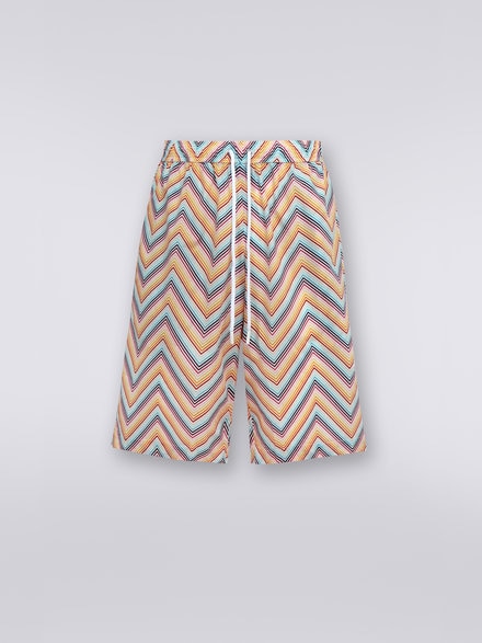 Cotton Bermuda shorts with zigzag print, Multicoloured - US23SI0CBW00MFS016L