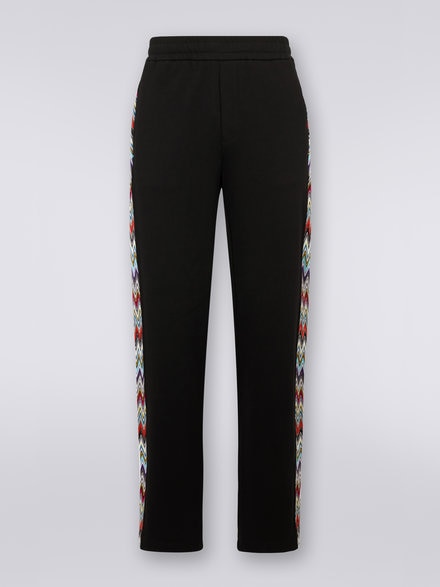 Pantalon de survêtement en coton molletonné avec empiècement à chevrons, Noir    - US23SI0GBJ00DZS91DL