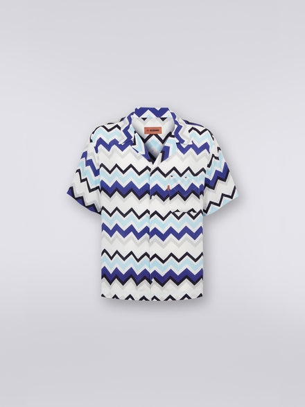 Short-sleeved viscose bowling shirt, Multicoloured  - US23SJ0RBW00M9S728U