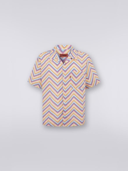 Short-sleeved cotton bowling shirt, Multicoloured  - US23SJ0RBW00MFS016L