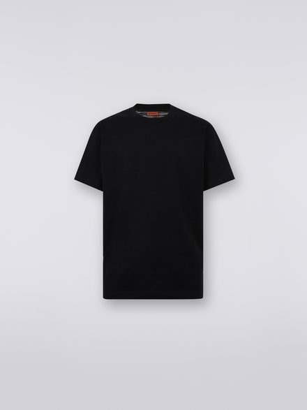 Short-sleeved cotton crew-neck T-shirt with logo, Black & White - US23SL12BJ0002S90NM