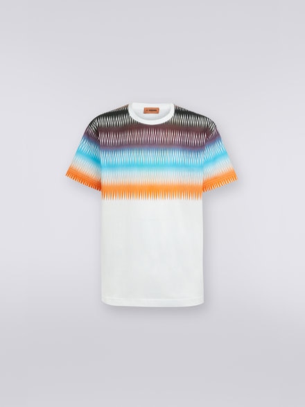 T-shirt girocollo oversize in cotone con zig zag dégradé, Multicolore - US23SL19BJ00FPS0187