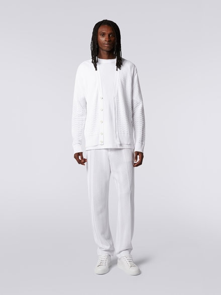 Cárdigan de algodón con coderas multicolores, Blanco  - US23SM0RBK021TS0177