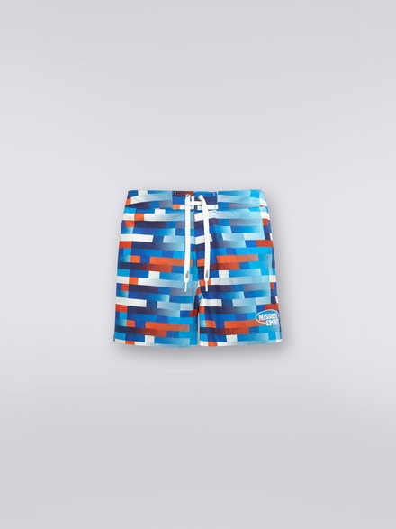 Technical fabric swimming trunks with embroidered logo, Multicoloured - US23SP00BW00LTSM8NA