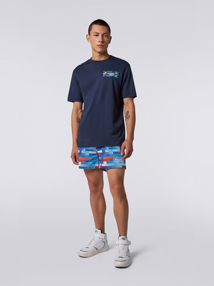Technical fabric swimming trunks with embroidered logo, Multicoloured - US23SP00BW00LTSM8NA