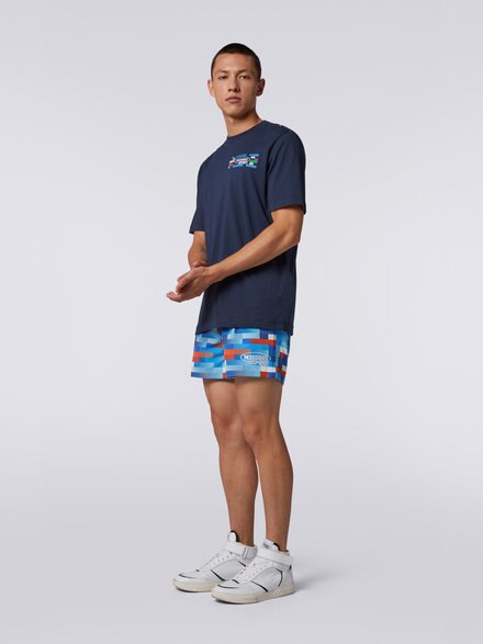 Technical fabric swimming trunks with embroidered logo, Multicoloured - US23SP00BW00LTSM8NA