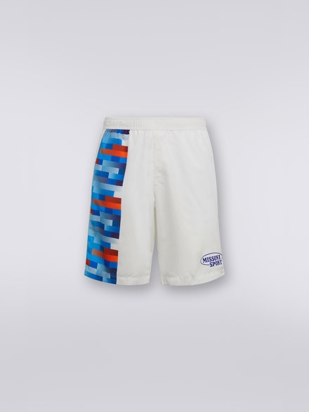 Swimming trunks with logo and insert in heritage colours, White  - US23SP01BW00LUS017G