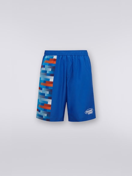 Swimming trunks with logo and insert in heritage colours, Blue - US23SP01BW00LUS729O